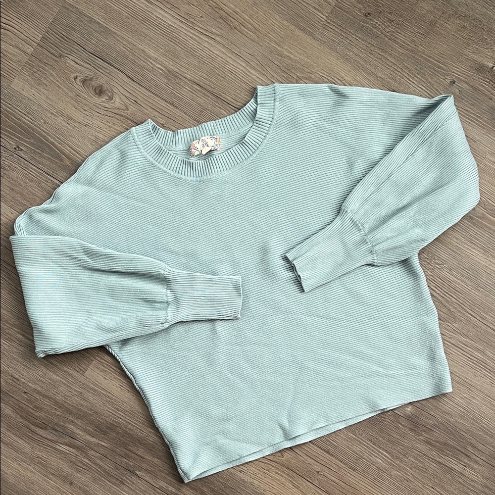 Pink Rose Women's Sweater in Light Blue